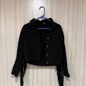 Stylish Black Fringe Women's Jacket